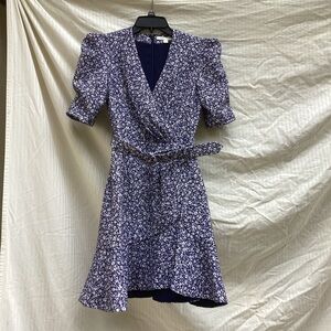 Jonathan Simkhai Navy Floral built in belt Dress, size 2